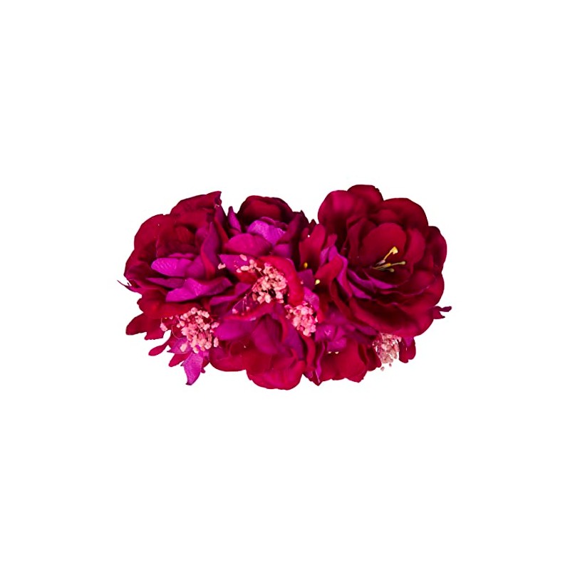 Accesorio floral para el cabello estilo Bollywood indio rosa oscuro,