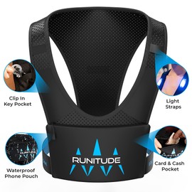 Runitude Running Phone Holder Vest | Chest Pouch | Train Lightweight | Key Clip Holder | Light Straps | Waterproof | Reflective | Men & Women