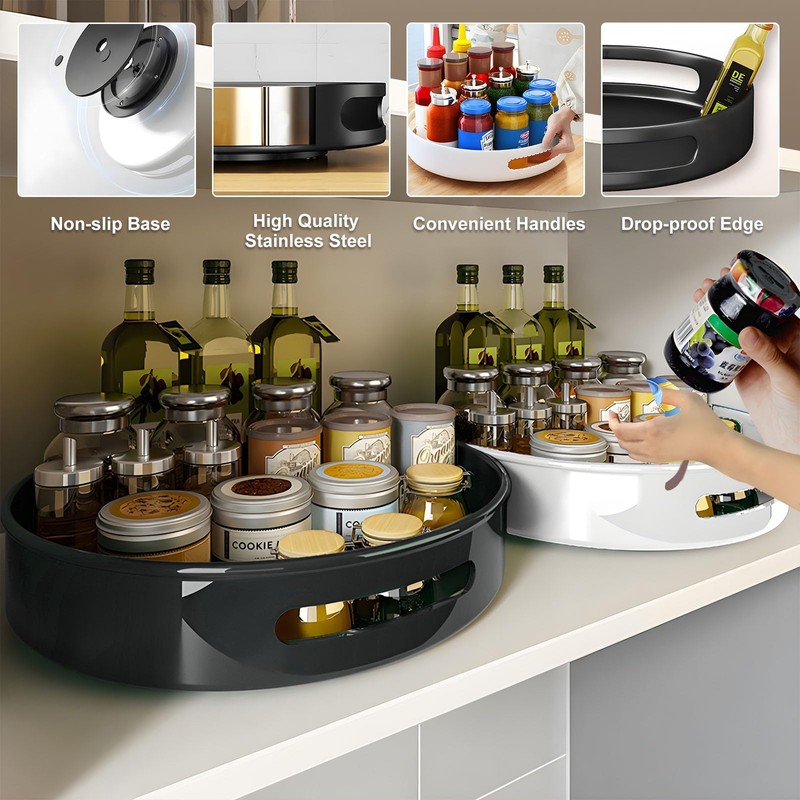 360° Rotating Spice Rack Space Saving Steel Rotating Container for