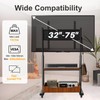 Mobile TV Cart Rolling TV Stand with Large Storage Cabinet