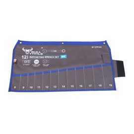 BULL TOOLS Tool Roll Up Pouch Wrench Organizer Retched Bag Waterproof Printed Ballistic Polyester Canvas Gear Drive User Portable Easy Grip 12 Pocket | Metric - Grey - (Tools are not Included)