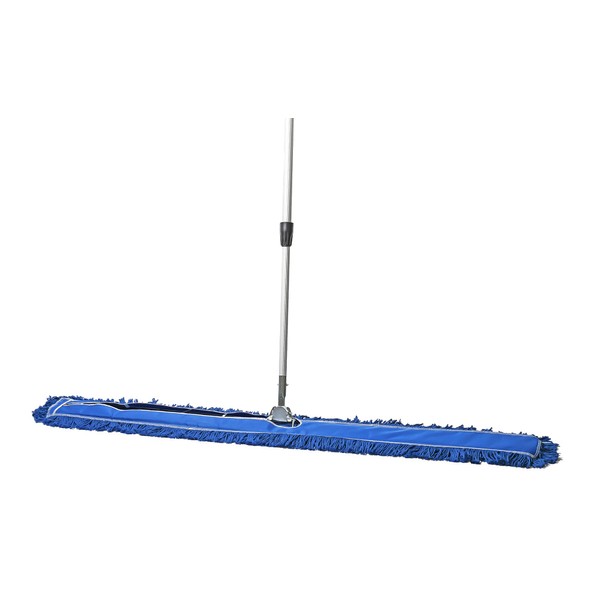 Tidy Tools Commercial Dust Mop & Floor Sweeper, 60 in. Dust Mop for Hardwood Floors, Cotton Reusable Dust Mop Head, Extendable Handle, Industrial Dry Mop for Floor Cleaning & Janitorial Supplies, Blue