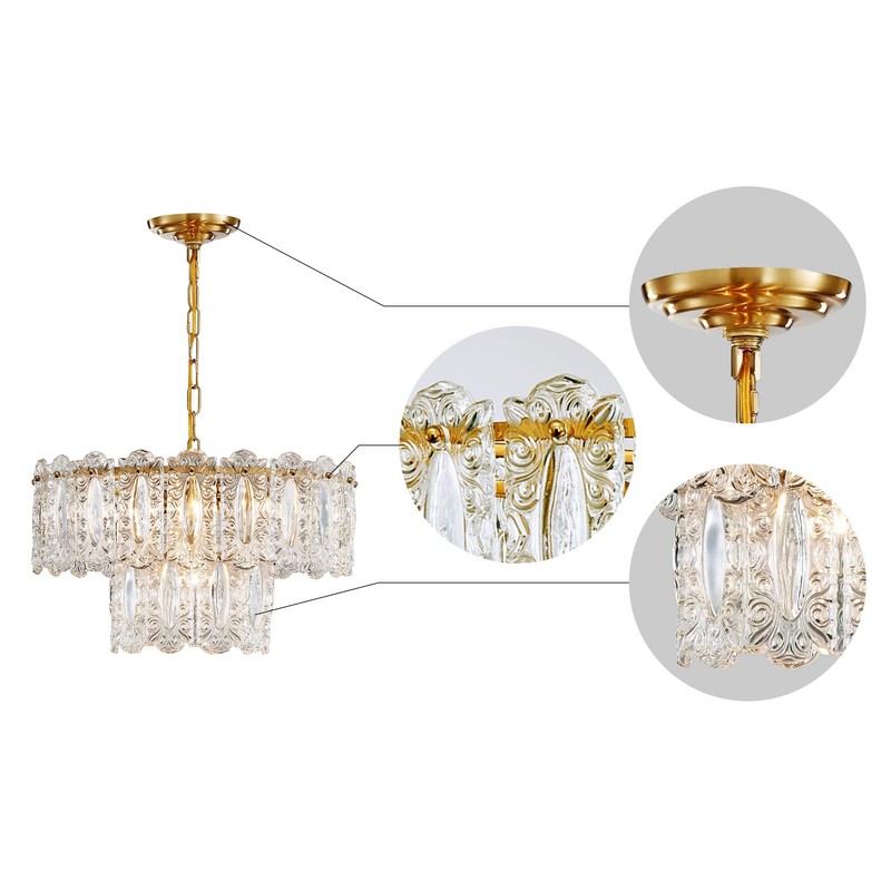 AGV LIGHTING CH010 Crystal Chandelier, Vintage Pendant Chandelier Lighting with