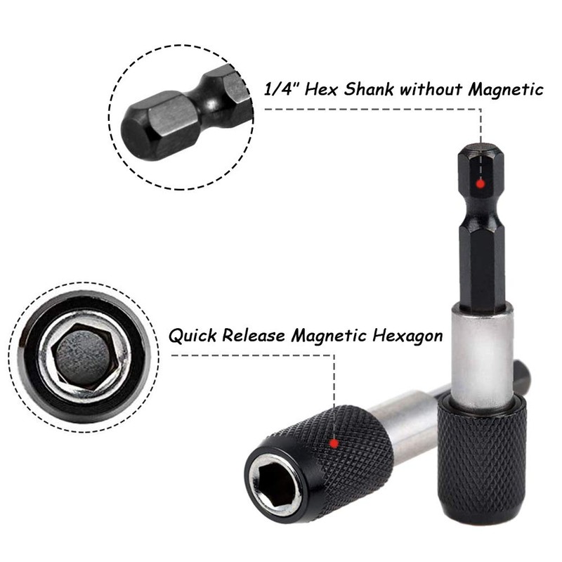 Mesee 3 Pieces Magnetic Extension Chuck Adapter with 1/4 Inch