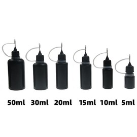 Audio Fan Liquid Bottle Needle Bottle with Needle Translucent Storage Compartment Container for DIY Experiment Container Translucent Black 20ml 2 Bottles + 1 Funnel