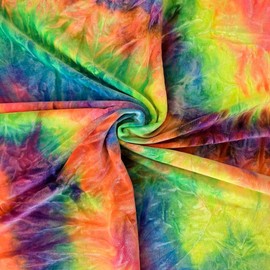 Fashion Fabrics LLC Dark Rainbow Cotton Candy Tie Dye Stretch Velvet Apparel Dancewear Costume Spandex Fabric - Sold by The Yard - 60"