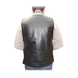 2Fit Men's Bullet Proof Style Motorcycle Biker Leather Vest-Black S-6XL (4XL (56” CHEST))