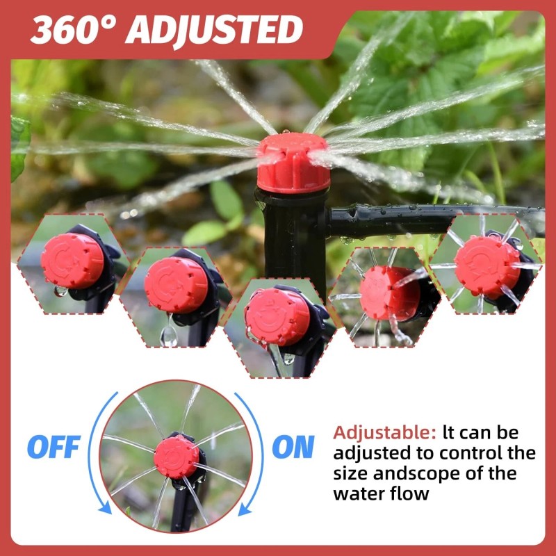 Sumalon 150PCS Adjustable Irrigation Drippers Sprinklers, 1/4 Inch
