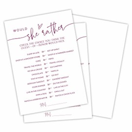 YKYENR 30 Would She Rather Game Cards for Bridal Shower - Wedding Party Game Cards for Mr & Mrs Engagement Party, Bridal Shower Party Supplies & Accessories - A02
