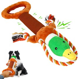 IOKHEIRA Dog Toys for Large Dogs Squeaky Dog Toys for Medium Dogs Tug of War Dog Plush Toys Cute Pet Toys with Cotton Material and Crinkle Paper Chewing and Fetch Game Duck