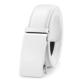 Lingli Men's Belt Ratchet Dress Belt with Automatic Buckle Brown/Black-Trim to Fit-35mm wide-0051-120-White