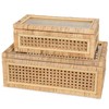 Handwoven Boho Rattan Display Boxes with Glass Lids - Set