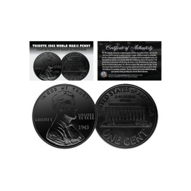 1943 TRIBUTE Steelie WWII PENNY Coin Clad in Genuine BLACK RUTHENIUM (Lot of 3)