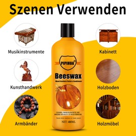 PIPIHUA PIPIHUA Bienenwachs M?belpolitur Holz, Natrliche Holz?l farblos fr M?belpflege & Holzschutz, M?bel?l & Holzlasur, Premium Holzpolitur, Holzpflege fr Holzm?bel Holztisch
