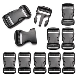 10 Pack 1-1/4" Plastic Side Release Buckles Dual Adjustable Outdoor Camping Tactical Backpack Belt Strap Webbing Bag Hardware Accessories 1-1/4" Dual Release Buckle Black