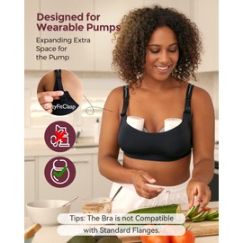 Momcozy Pumping Bra for Wearable Breast Pump, Nursing & Pumping Bra in One, Hands Free Pump Bra Suitable for M5, S12 Pro, etc Black