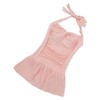 Women Swimsuit Pink One Piece Swimwear Push Up Bra Halter