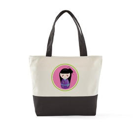 CafePress Girls Kokeshi Doll Cute Canvas Tote Top Zipper Closure