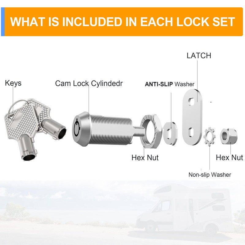 BOZXYE 3 Pack Cabinet Locks with Keys, 1-1/8" Tubular Cam