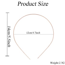 50Pcs Copper 1.2mm Width Metal Headbands Plain Thin Bulk Hair Band DIY Craft Wire Blank Head Bands Frame Hairband for Men Women Hair Accessory