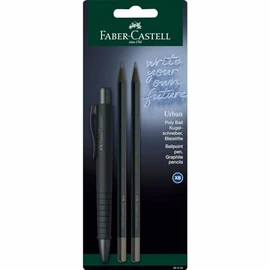 FABER-CASTELL 241124 Writing Set All Black with Poly Ball Urban Ballpoint Pen and 2 Urban Pencils