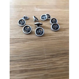 Mini Small Metal Buttons Antique Silver with Flowers 11 mm (Pack of 10)
