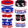 4 Sets American Flag Sports Headband and Wristband Striped Sweatband