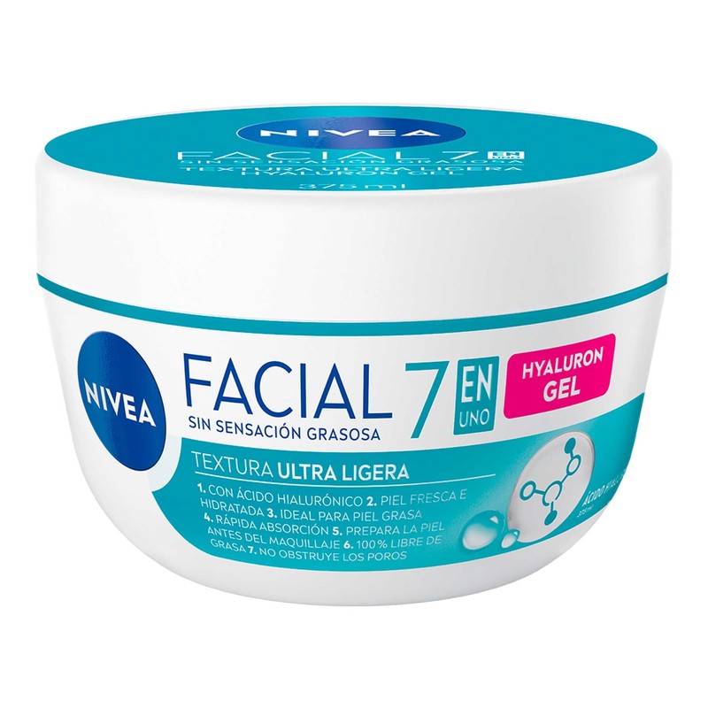NIVEA Gel Facial Refrescante Hyaluron Gel 375ml, 7 en 1