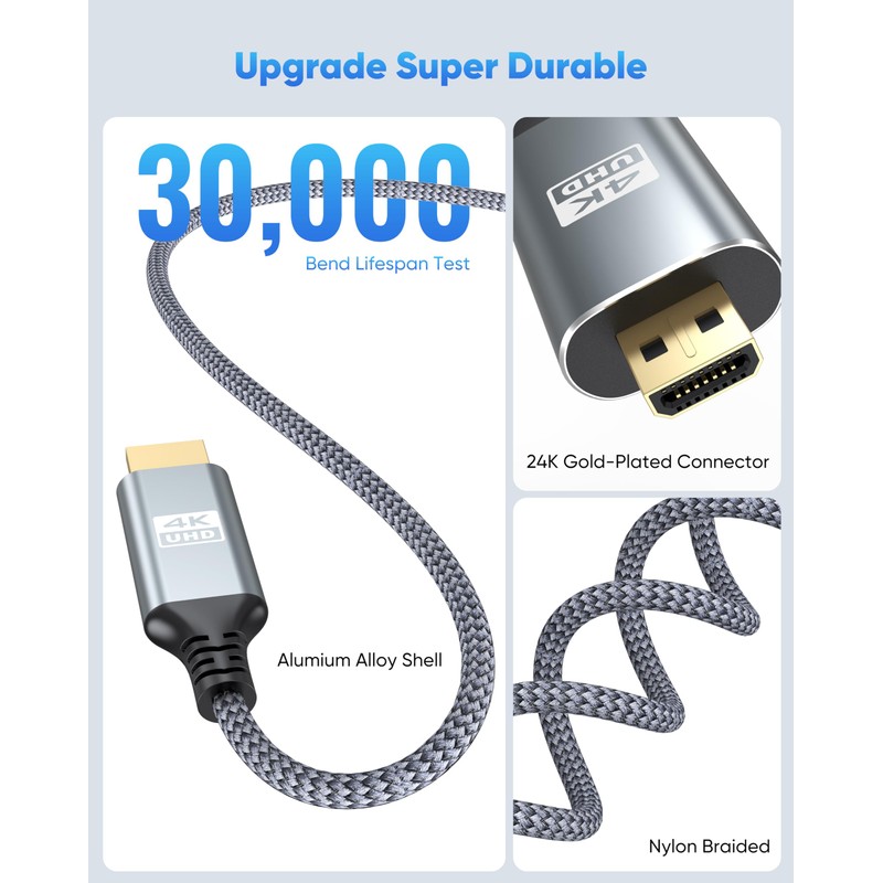ZeniKon 4K Micro HDMI to HDMI Cable 6FT, High Speed