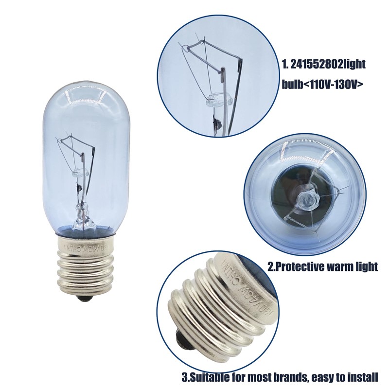 Delixike 241552802 25w Refrigerator Bulb LED for Whirlpool Electrolux Kenmore