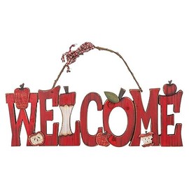 Hanna's Handiworks Red Apple Welcome Hanger Sign