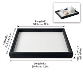 11.8 x 7.9 x 2 Inch Wooden Serving Tray - Vintage Decorative Ottoman Tray for Coffee Table, Lightweight Organizer for Vanity Countertop, Jewelry and Tea - Dark Brown Frame
