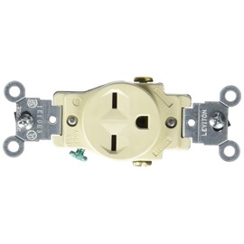 Leviton 5029-I 15-Amp, 250-Volt, Narrow Body Single Receptacle, S, Ivory