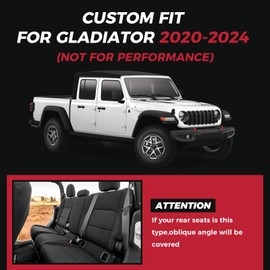 FREESOO for Jeep Gladiator Seat Covers 2020 2021 2022 2023 2024 Full Set, W/NO Rear Cup Holder, Custom Fit Gladiator JT 2020-2024, Waterproof Faux Leather Front & Rear Seat Cover Set