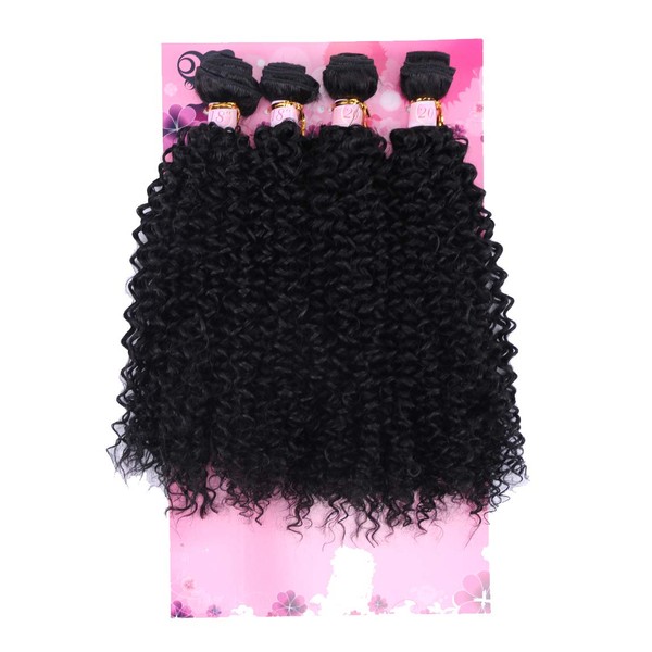 FRELYN Kinky Curly Hair Bundles Synthetic Hair Weave Bundles Black Color 18 18 20 20 Inches 4 Pieces Heat Resistant Fiber Soft as Human Hair Weave