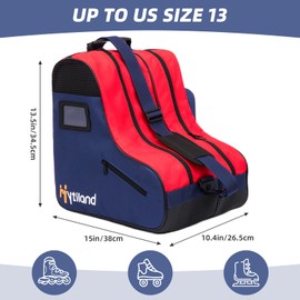 Hytiland Breathable Roller Skate Bag - Adjustable Shoulder Strap, Large Capacity for Kids & Adults - Fit Inline, Ice & Roller Skate Accessories - C Blue