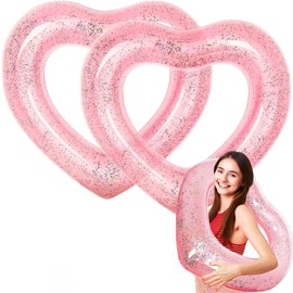 X2 Schwimmring Herz 120 cm In Herzform Oder Schwimmring Erwachsene. Aufblasbares Und Robustes Design, Bietet Spaß Für Erwachsene Am Strand Oder Im Pool.
