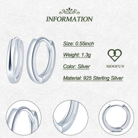 MOOFUN Hoop Earrings 925 Silver Large Earrings Women's Earrings 14 mm Silver/Rose Gold/Gold Earrings Hoop Earrings for Mum Best Friend Teenager Girls Grandma Sister Women Gift Birthday Gift, Sterling