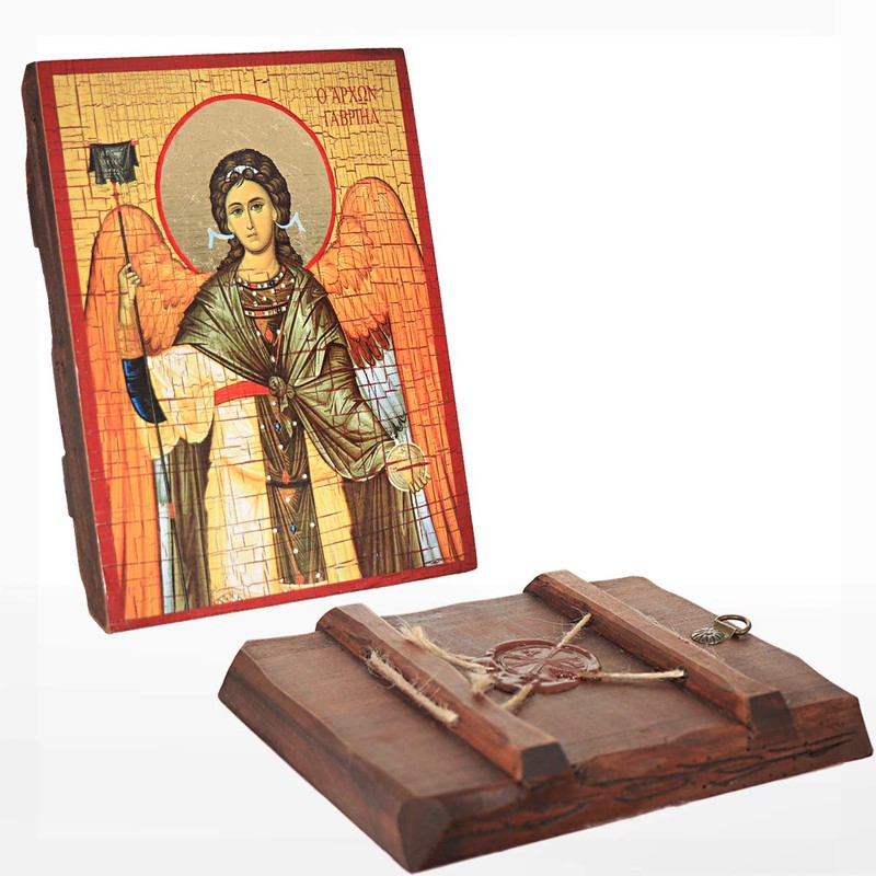 NKlaus Archangel Gabriel Christian Wooden Icon Sealed 16 x 12.5