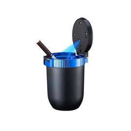 Car Ashtray withLid Smell Proof, Portable Ashtray, Easy Clean Up Detachable Ashtray LED Blue Light - Colour: purple