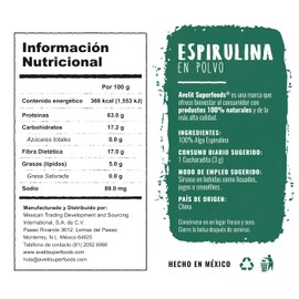 Avelit Superfoods | Espirulina en polvo 200g | 100% Natural