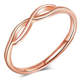 CPSLOVE Women's / Girls' Rings, 925 Silver Rings, Elegant Infinity Symbol Ring, Open Rings, Adjustable Size, Wedding Ring, Engagement Ring, Rose Gold, Suitable Finger Circumference: 49-57 mm, Sterling