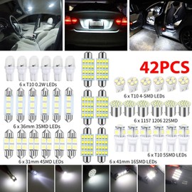 42X Auto LED 12V License Plate Light Map,Dome, Door, Trunk Bulbs Interior 6000K
