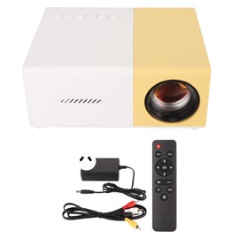 Mini Projector FHD 1080P HD Multimedia Interface USB AV Port Built in Stereo Speaker Low Noise Portable Projector for Outdoor Home Theater Movie White and Yellow AU Plug