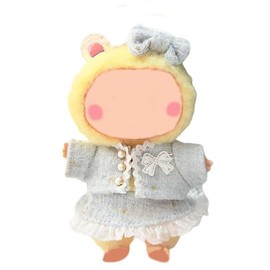 3-Piece 17cm Plush Doll Clothes Set - Chic Skirt Outfit with Bow Hair Clip， Clothes for Dolls Outfit - Soft Fabric Fashion Accessories for Collectible Figures - Doll Not Included