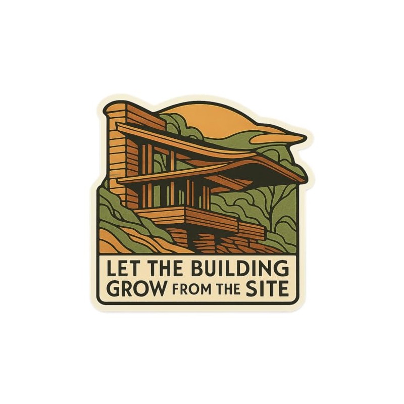 Organic Modern Frank Lloyd Wright Style Architectural Sticker (3" x