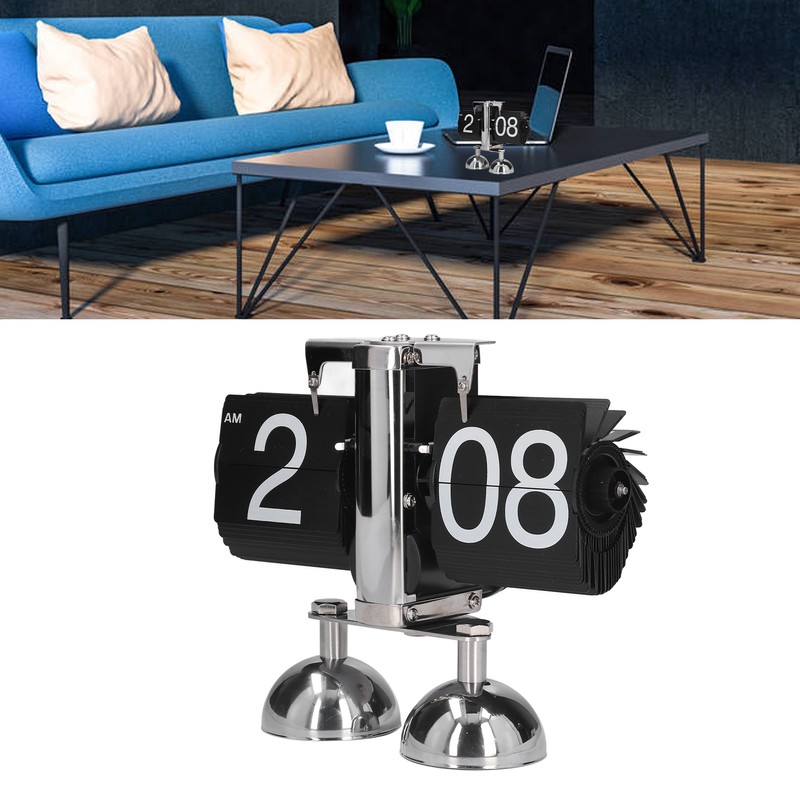 Flip Clock Quartz Movement High Accuracy Retro Style Stainless Steel