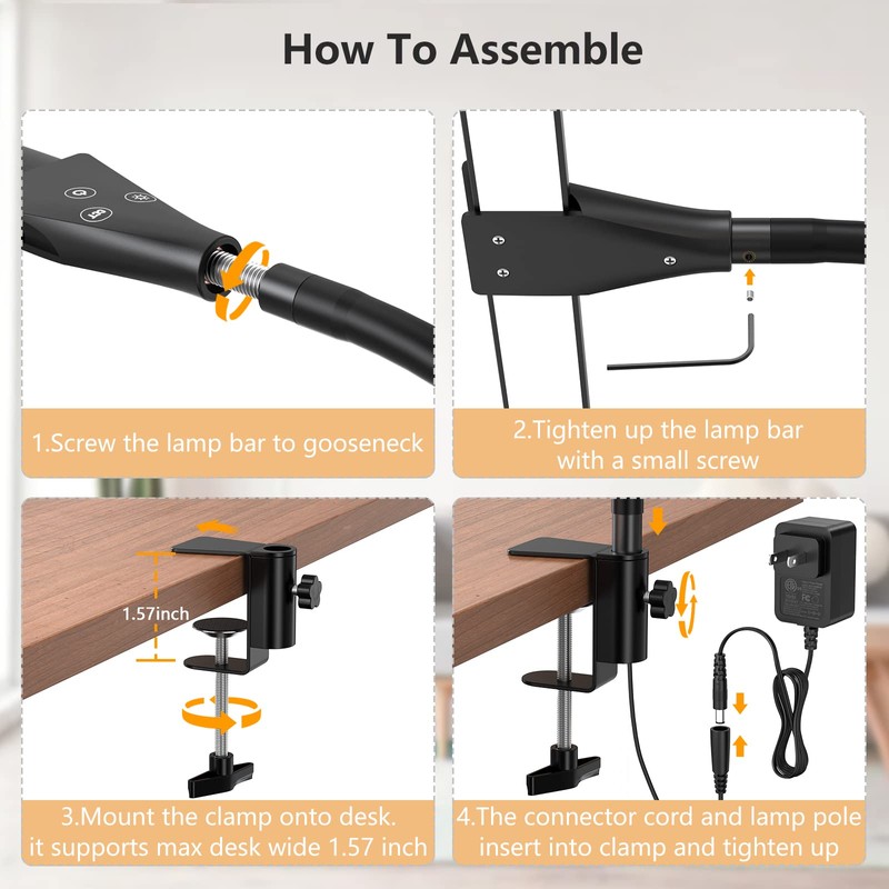 EppieBasic LED Desk lamp,Double Head Architect Desk Lamps for Home