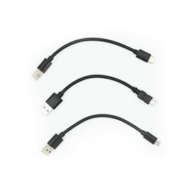 Dongar Set of 3 Short USB 3.0 Cables Including USB-A to USB-C, USB-A to Mini USB, and USB-A to Micro USB. 20cm or 30cm. USB 3.0. (20 cm)