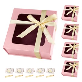 Pink Gift Boxes with Window,7.5"x7.5"x3.1" Bridesmaid Boxes for Gift Giving,Birthday Gift Boxes with Magnetic,Closure Lid Gift Boxes for Presents,Cute Boxes,Luxury for Gift Packaging,Gift Boxes for Wrapping Gifts
